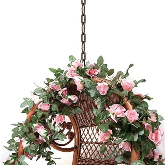 2 PCS (16FT) Fake Rose Vine Garland Artificial Flowers Plants for Hotel Wedding - Picture 4 of 7